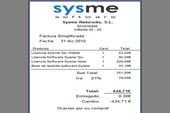 Nuevo reglamento de facturación, factura simplificada – Sysme Software Tpv